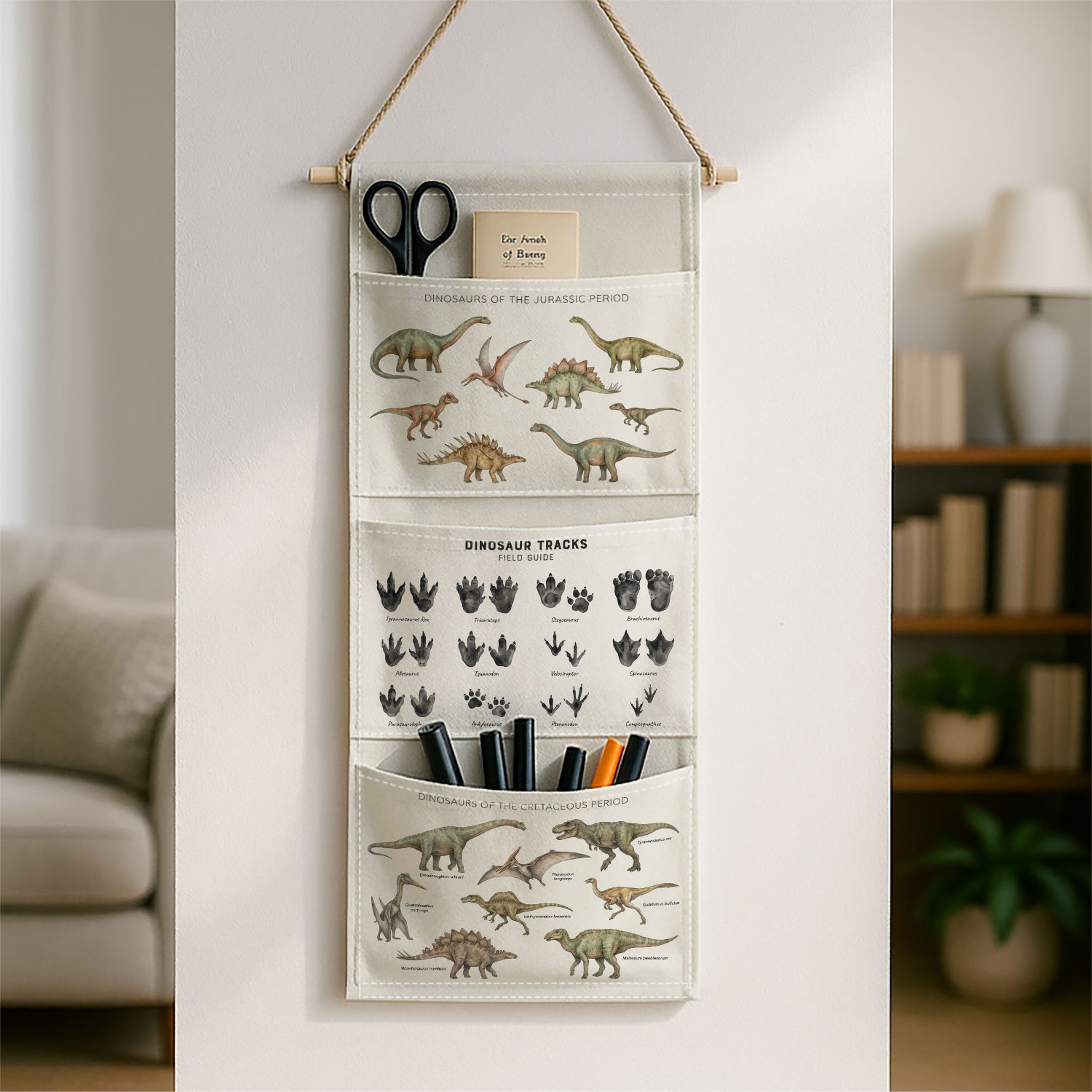 TEMU 1pc Vintage Dinosaur Wall-mounted Storage Bag - Fabric Suitable For Clothing,, Accessories & Room Decor, Multi-room Door Back/closet System With