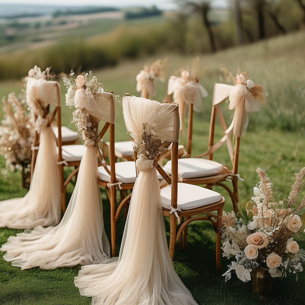 TEMU 20pcs Housses de chaise de mariage transparentes et élégantes couleur champagne avec panneaux floraux - Table 39.3"Cord/80.3"Full Cover - Tissu