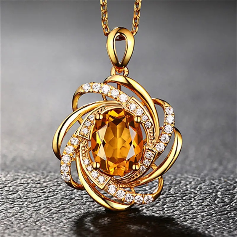 Image of Gorgeous Inlay Synthetic Zirconia Blue Flower Pendant Necklace For Women Evening Party Banquet High-end Jewelry Accessories Anniversary Gift