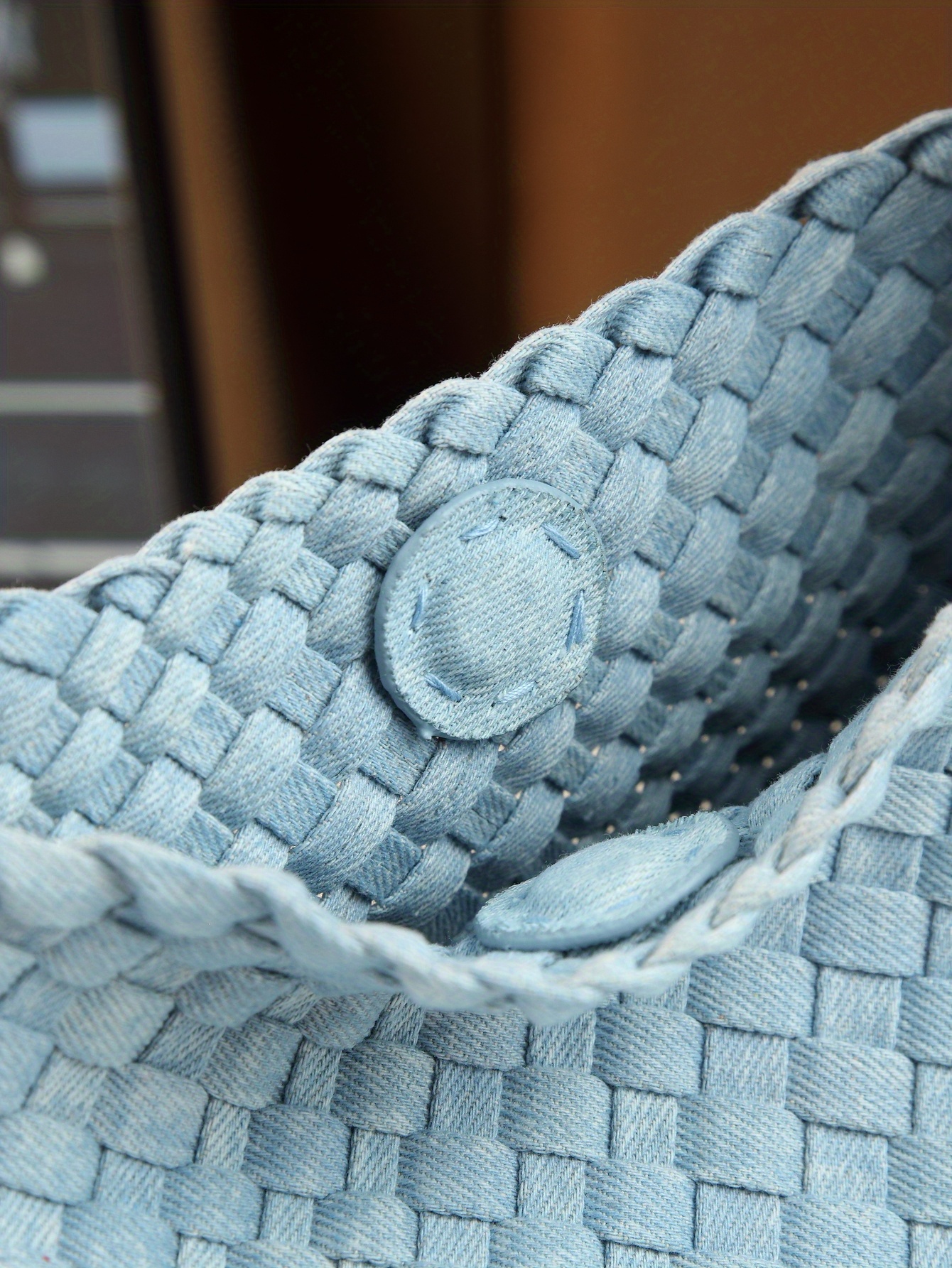 Large Burgundy Bucket Bag handle detail