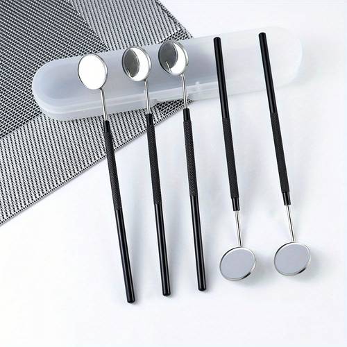 5pcs set round mini mirror makeup mirror detachable with long handle for observing eyelashes mouth