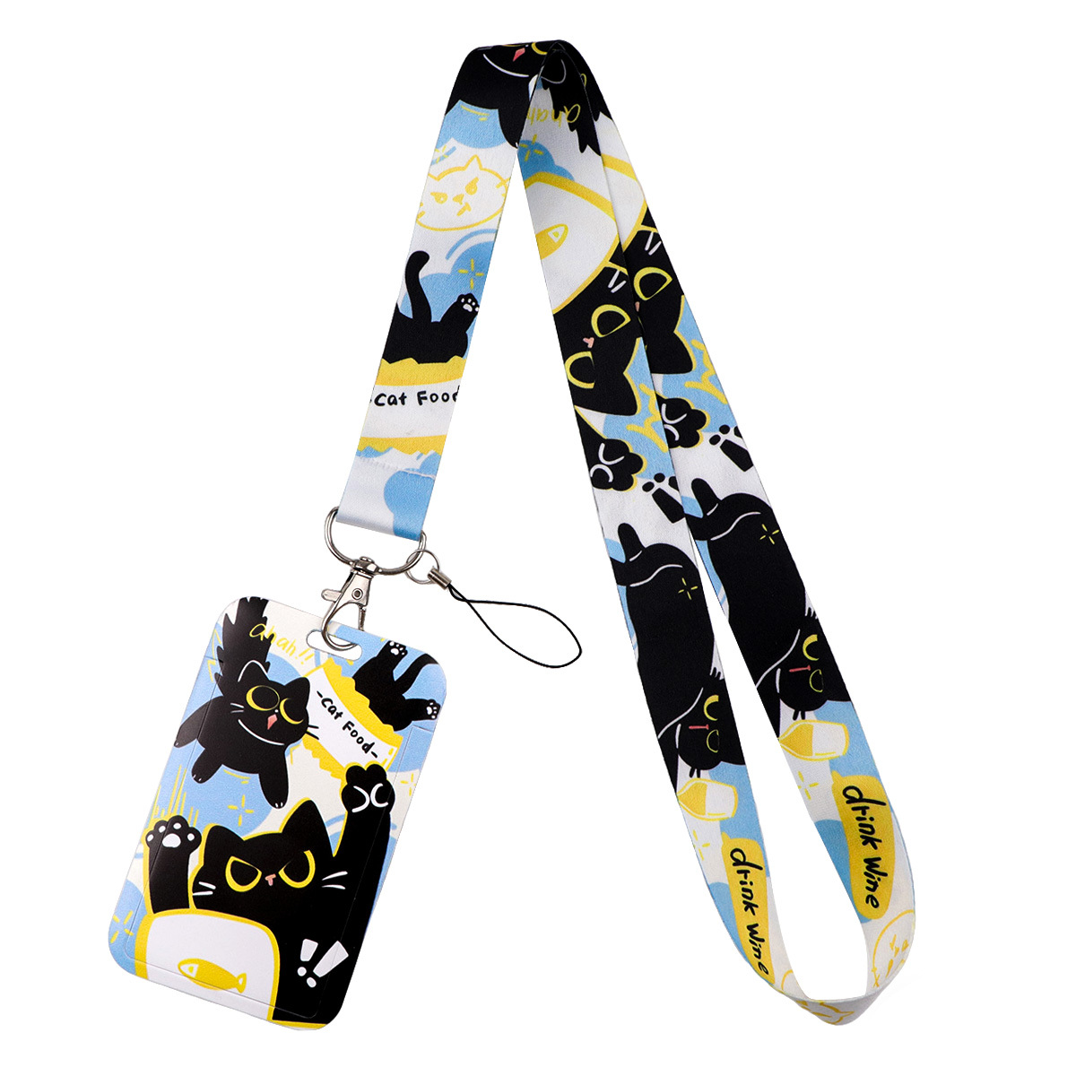 TEMU 2d 1pc Dmlsky Key Lanyard With Key Ring & Badge Holder - Heavy-duty Cat-themed Id Card Holder For Gym, Office, Mobile Phone - Keychain
