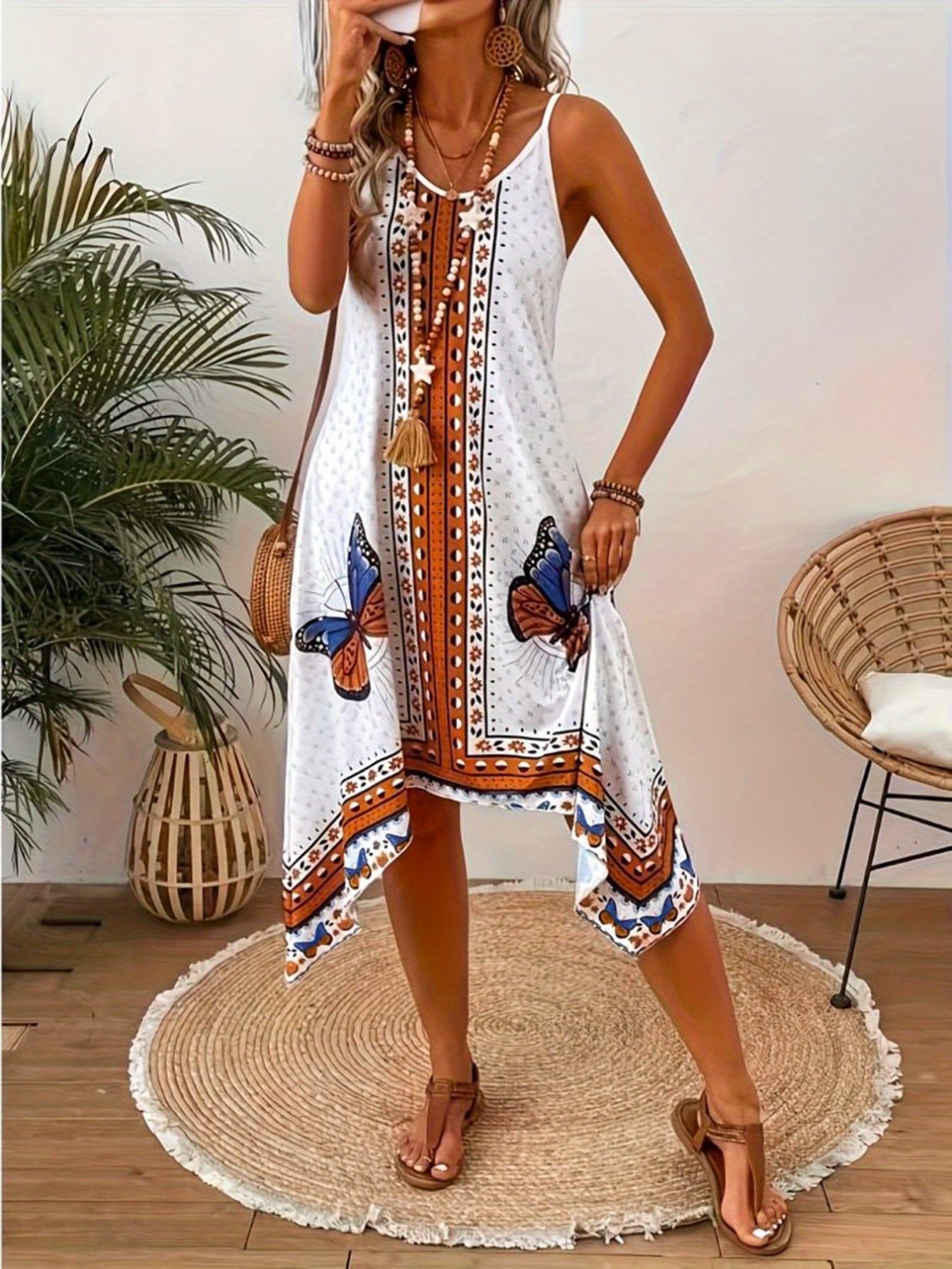 women's bohemian off-shoulder lace-up a-line dress with print & long -  lightweight dress for beach, casual , machine washable, beach dresses,  straps detail - women's clothing - Temu