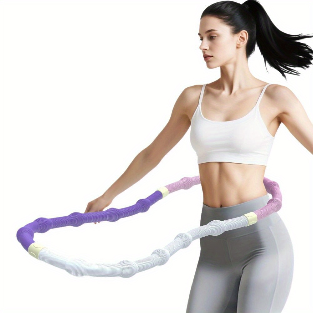 1pc Non-Iinjurious Yoga Hoop - with Purple/White/Beige Accents - ABS Construction, Foldable Workout Circle for  , Tummy Control,  , Pilates,   - Home Gym &   Use - Ideal for Beginners & Advanced  , Yoga Mat Extra Thick, Pilates Equipment, Soft Curve Design, Safe Exercise Tool