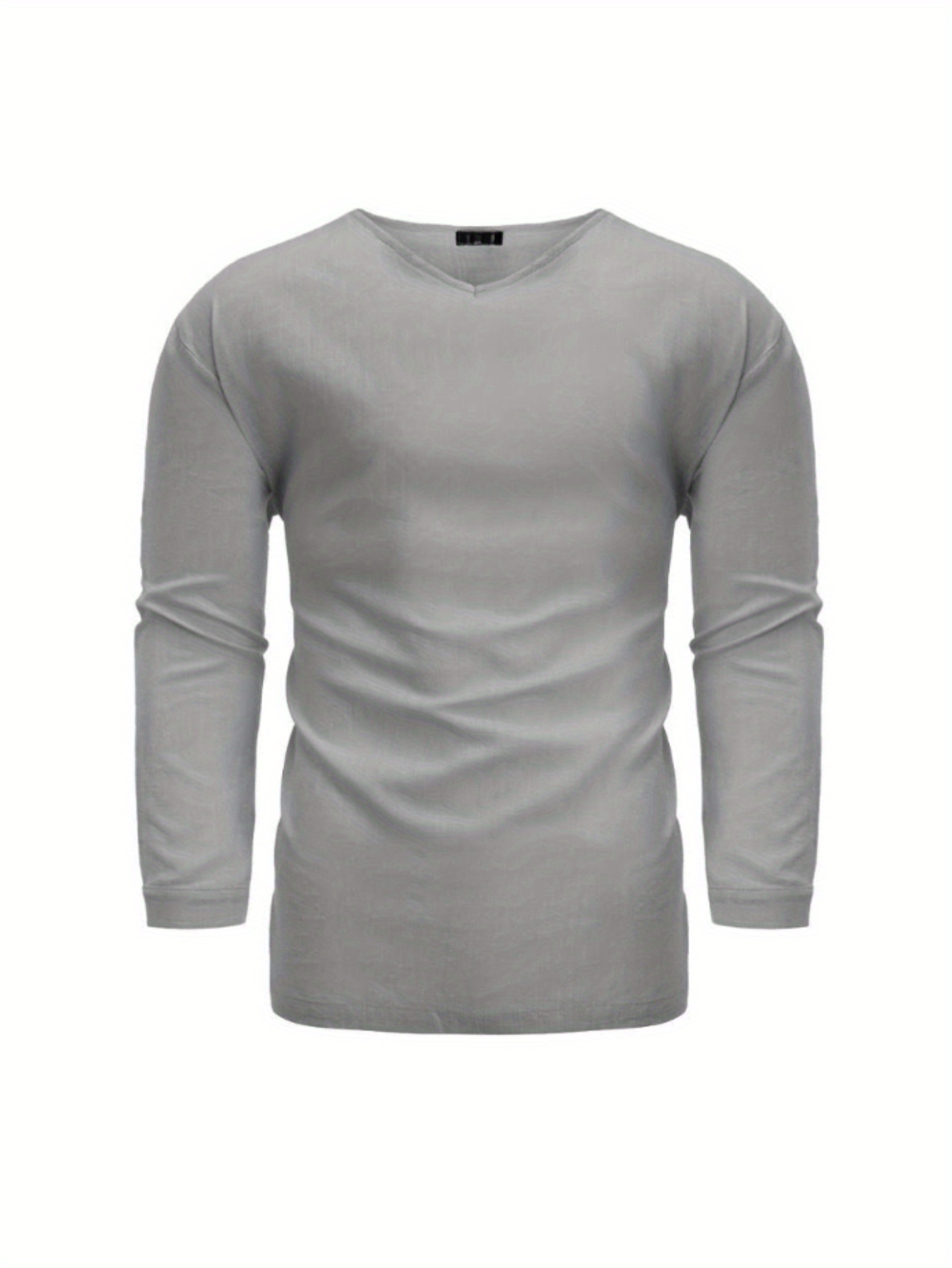 mens long sleeved v neck loose and linen shirt for autumn and winter breathable and comfortable fashionable and versatile   a stylish mans style grey 2