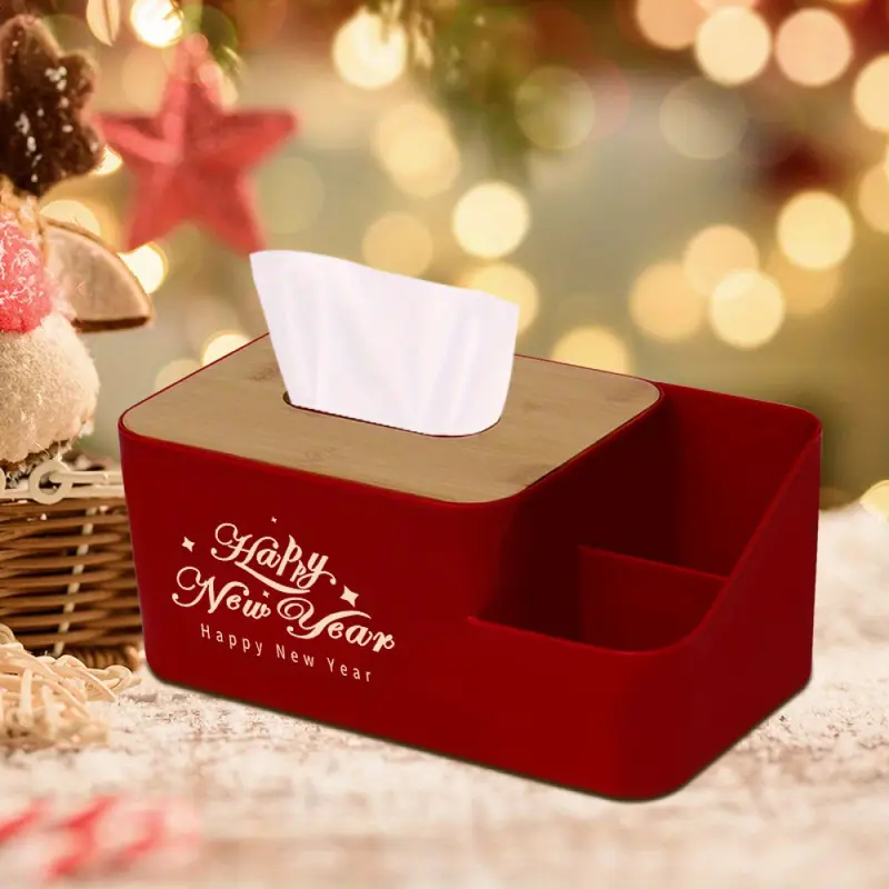 1pc festive christmas tissue box holder red plastic multi functional napkin dispenser with santa claus christmas ideal for living room desktop decor christmas decorations Product details 3