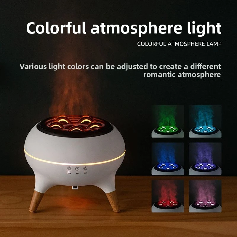 multicolored flames, smart home aroma diffuser desktop flame humidifier, large mist output, music atmosphere with multicolored lights. details 5