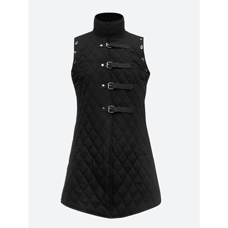 Image of Men's Medieval Steel Armor Vest, Thick Quilted Sleeveless Armor Jacket, Suitable For Live-action Role-play, Medieval Fencing Societies, Renaissance And Knight Armor Outfits For Cosplay
