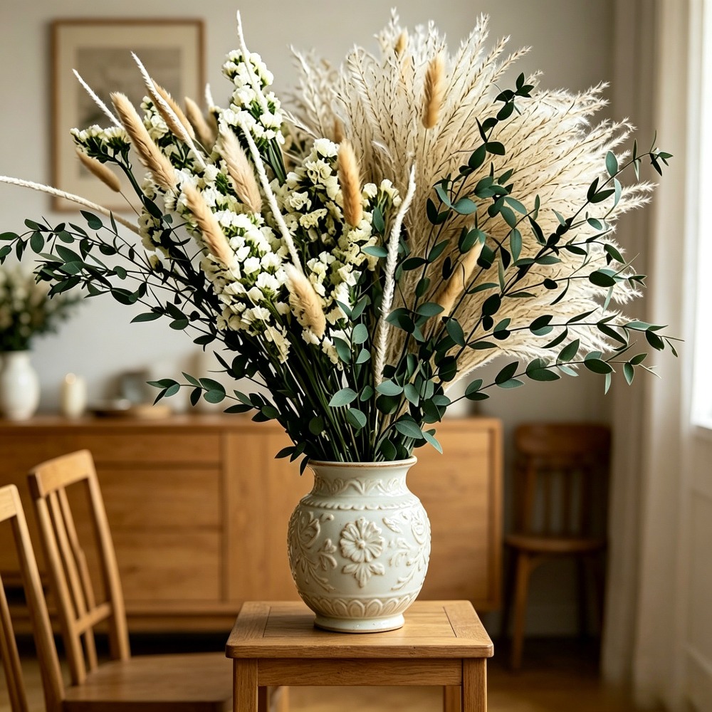 Image of 67pcs Dried Flower Pampas Bunny Rabbit Tail Grass Bouquet Boho Home Vase Room Living Seasonal Garden Decor Flowers 's Tail Wedding Party Decoration Festival Gift