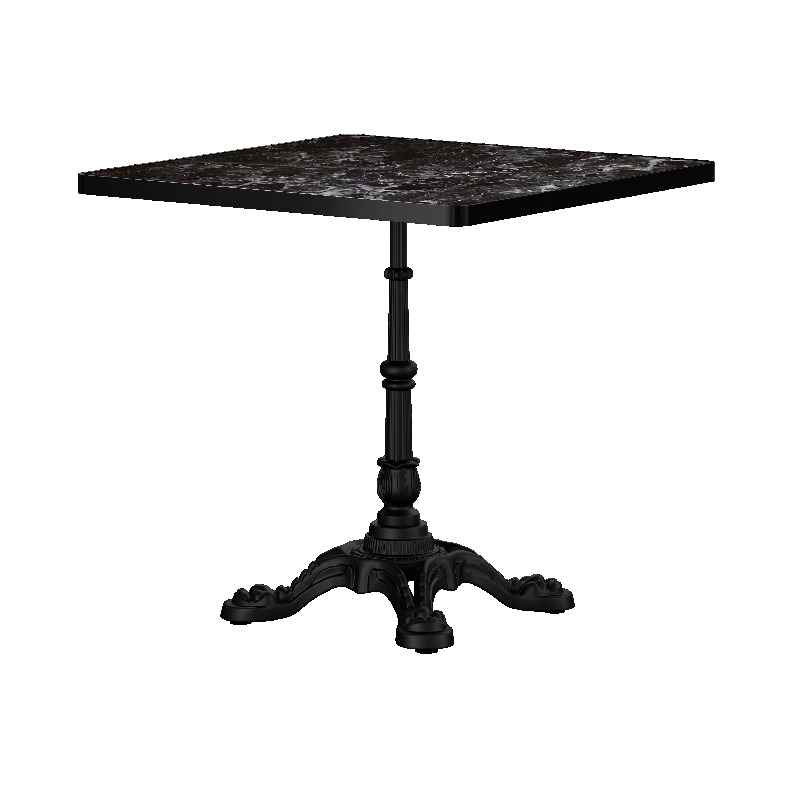 Marble-Look Sintered Stone Square Table - Heavy-Duty Cast Iron Base for Bistro, Cafe, Bar And Home Use