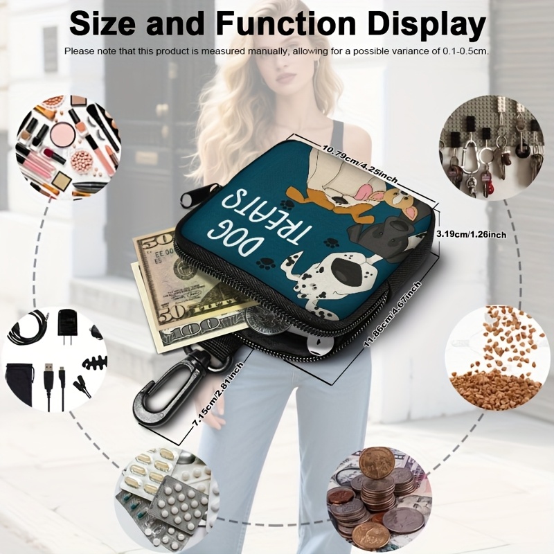 Portable & Essential: Polyester Dog Treat Pouch with Zipper Closure - Ideal for Outdoor Activities and Walks, Colorful Design, Single-Sided Printing, Transparent Side, Dog Walking Accessory | Vibrant and Durable Zipper Seal