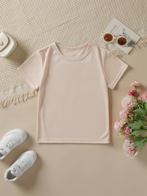 camiseta de manga corta de moda para niños, top casual de color para exteriores ny-dx