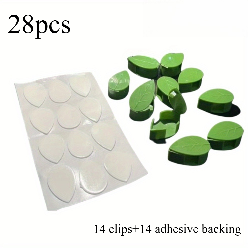 E-shop 28-teilige nahtlose Wandkletter-Clips (14 Clips + 14 selbstklebende Rückseiten), für den Heimgebrauch, zur Unterstützung von grünem Efeu