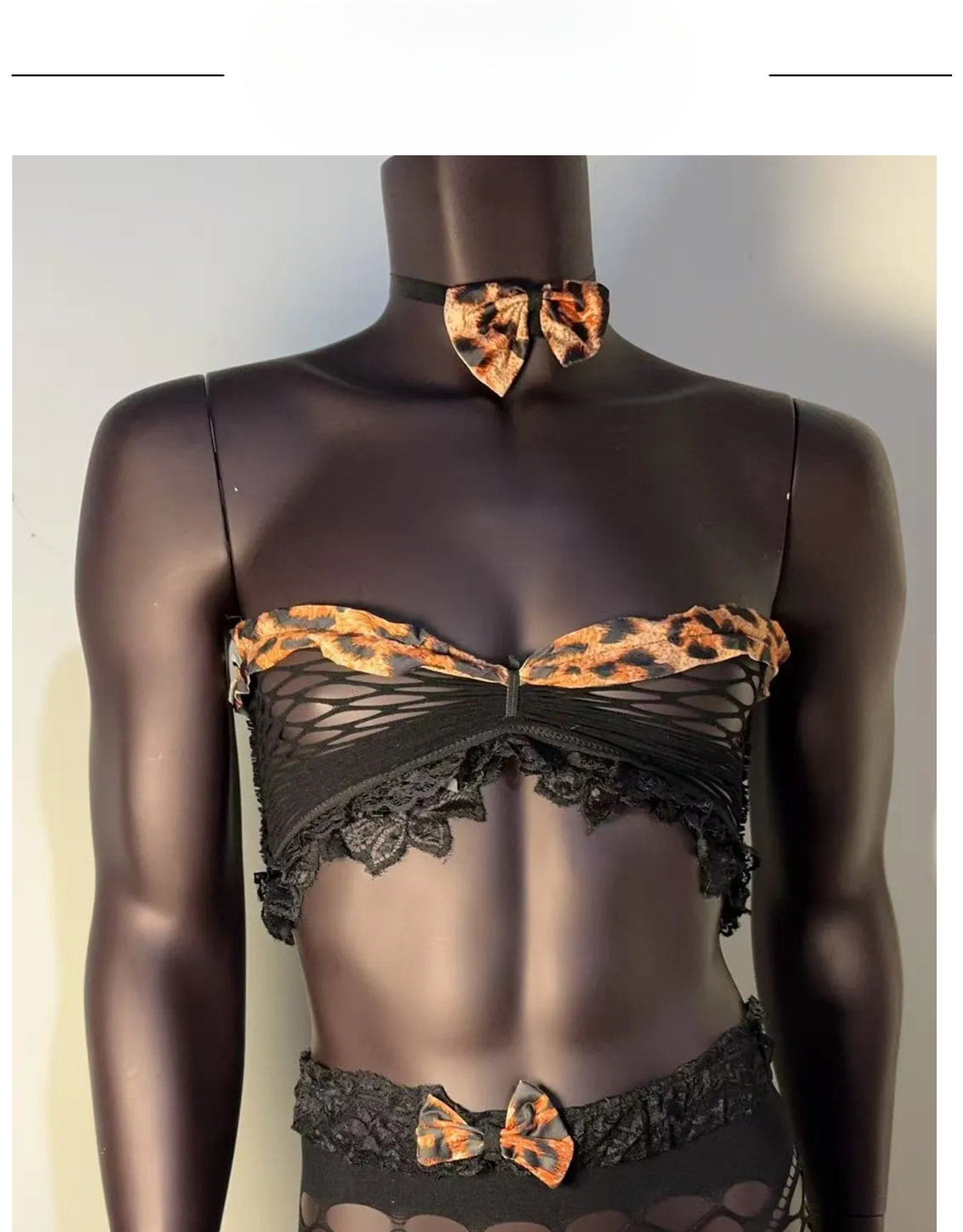 plus size mens leopard print mesh lingerie european   seductive   uniform 4pcs set Product details 7