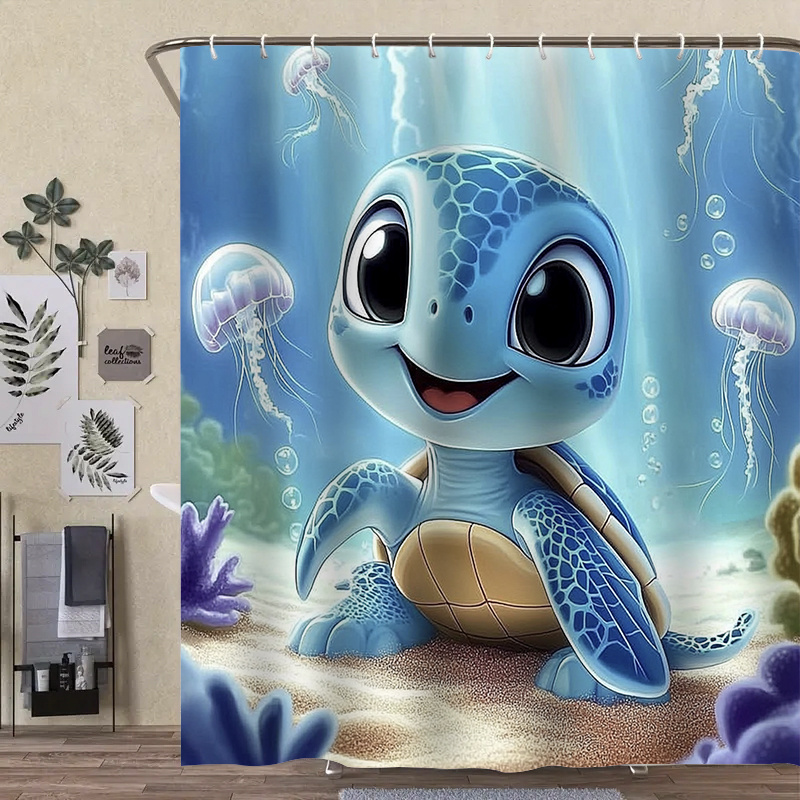 TEMU 1pc Or 4pcs Of Home Decoration Shower Curtain Sets Including 12 Hooks, A Toilet Seat Cover, And A Non-slip Bathroom, Made Of Polyester For