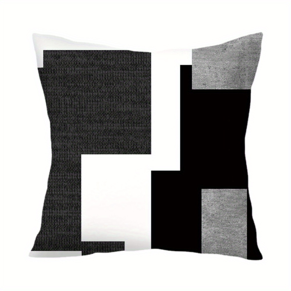 4pcs of black geometric   printed zipper pillowcase double sided polyester printed pattern zipper closed home decoration living room bedroom and sofa home decoration not included in the pillow Product details 3
