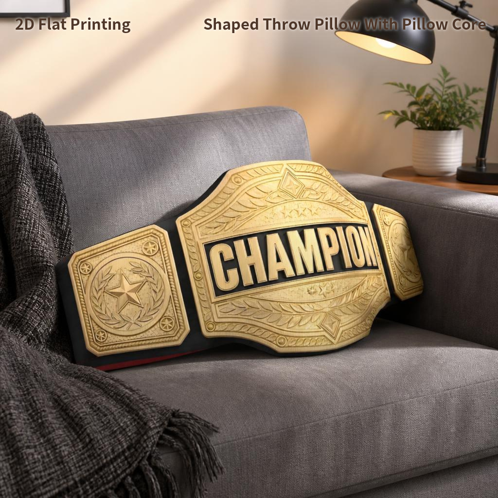 TEMU 1pc Sports Enthusiast Belt 2d Flat Printing Shaped Stuffed Throw Pillow Decorative Cushion Pillow For Gift Bedroom Sofa Room Party Decor
