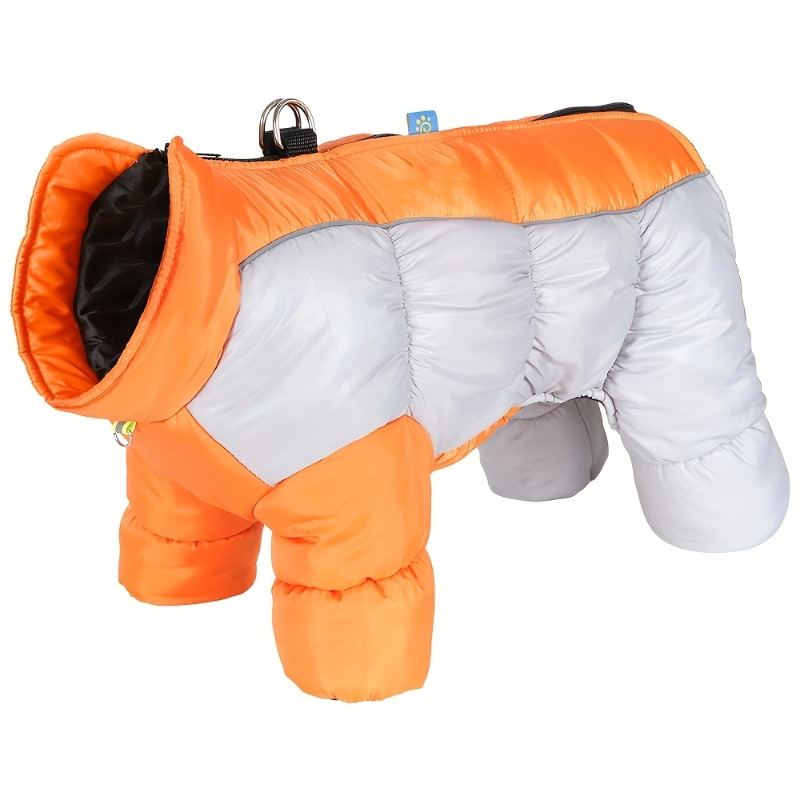 waterproof windproof dog winter jacket with reflective safety trim full zip high neck insulated coat machine washable warm pet clothing with storage pocket adjustable leg warmers for small medium dogs cozy outdoor winter wear cold weather protection high collar design reinforced stitching durable fabric mediumsized pets dog coats winter winter dog clothes dog coats for small dogs