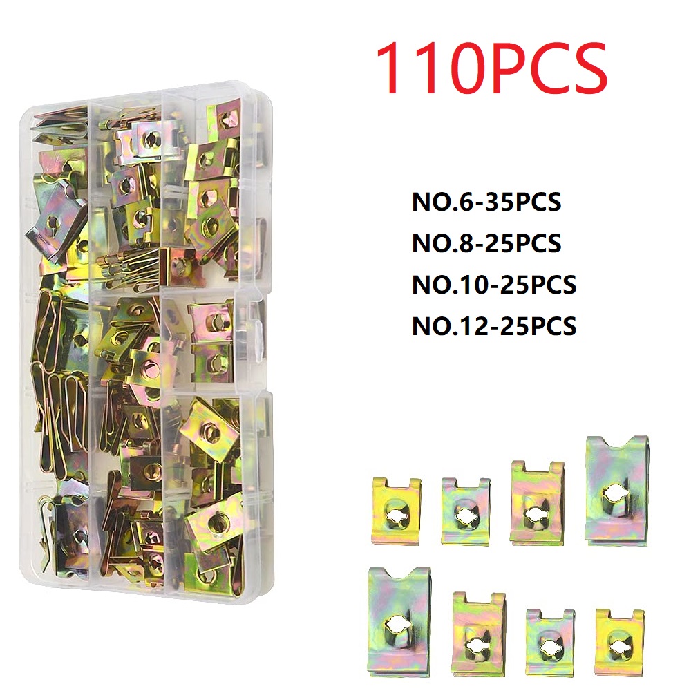 E-shop Set mit 110 Auto Clips für Auto-Befestigungen, geeignet zur Ersetzung von Armaturenbrett- und Türverkleidungs-Innenraumclips, Größen #6, #8, #10