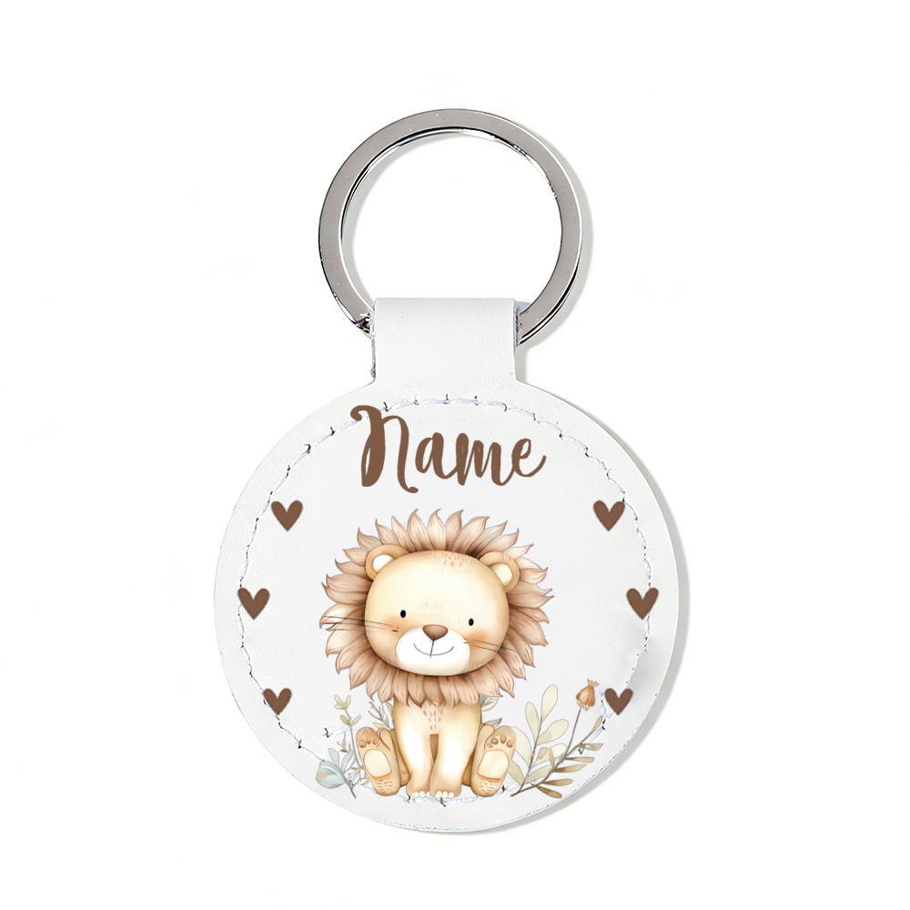 TEMU Personalized Cute Animal Pattern Faux Leather Keychain, Custom Name Keyring Accessorie, Mobile Phone Chain, Holiday Gift Party, For Her