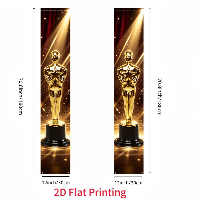TEMU 2D Plat - 2D Plat - 2D Plat 2pcs, Bannière de décoration de porte sur le thème de fête de festival de film, Convient pour fond de suspension de