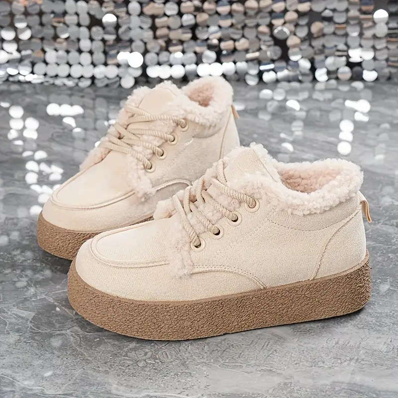 TEMU New Flannel-lined Thickened Warm Non-slip Soft Sole Thick Sole Casual Student Shoes For Women Winter 2025, Women Shoes, Sneakers