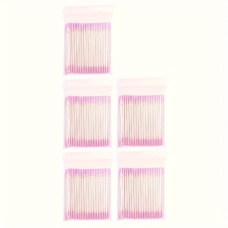 TEMU 100pcs Pink Double-headed Swabs- Precision Pointed Tip For Nail Cleaning, Manicure& Pedicure Tools, Ideal For Toenail& Fingernail Care