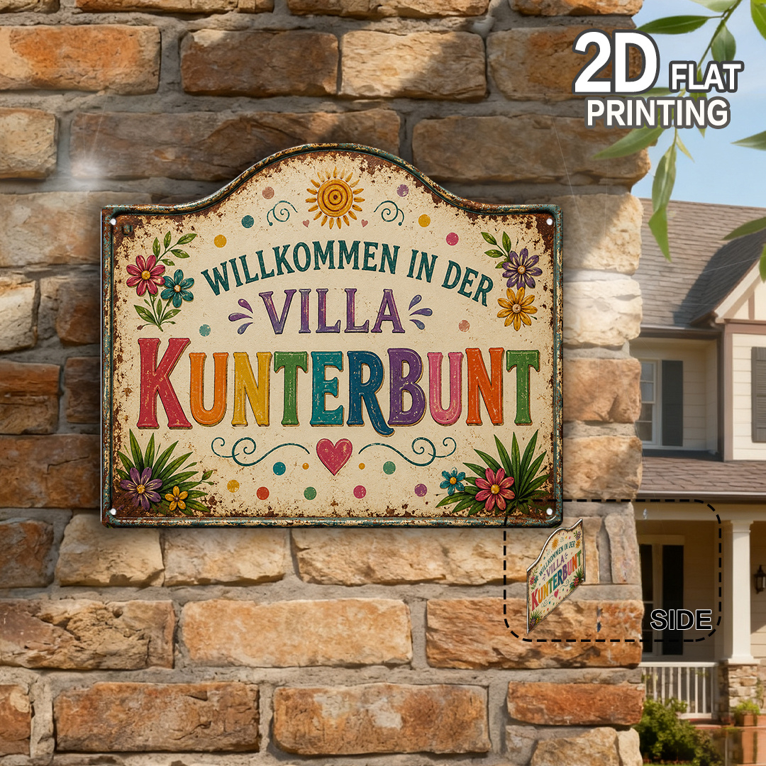 TEMU 2d Flat, 1pc Retro German Colorful Villa Theme Wooden Decorative Sign, Outdoor Wall Decor, Housewarming Gift, Family Gift, Birthday Gift,