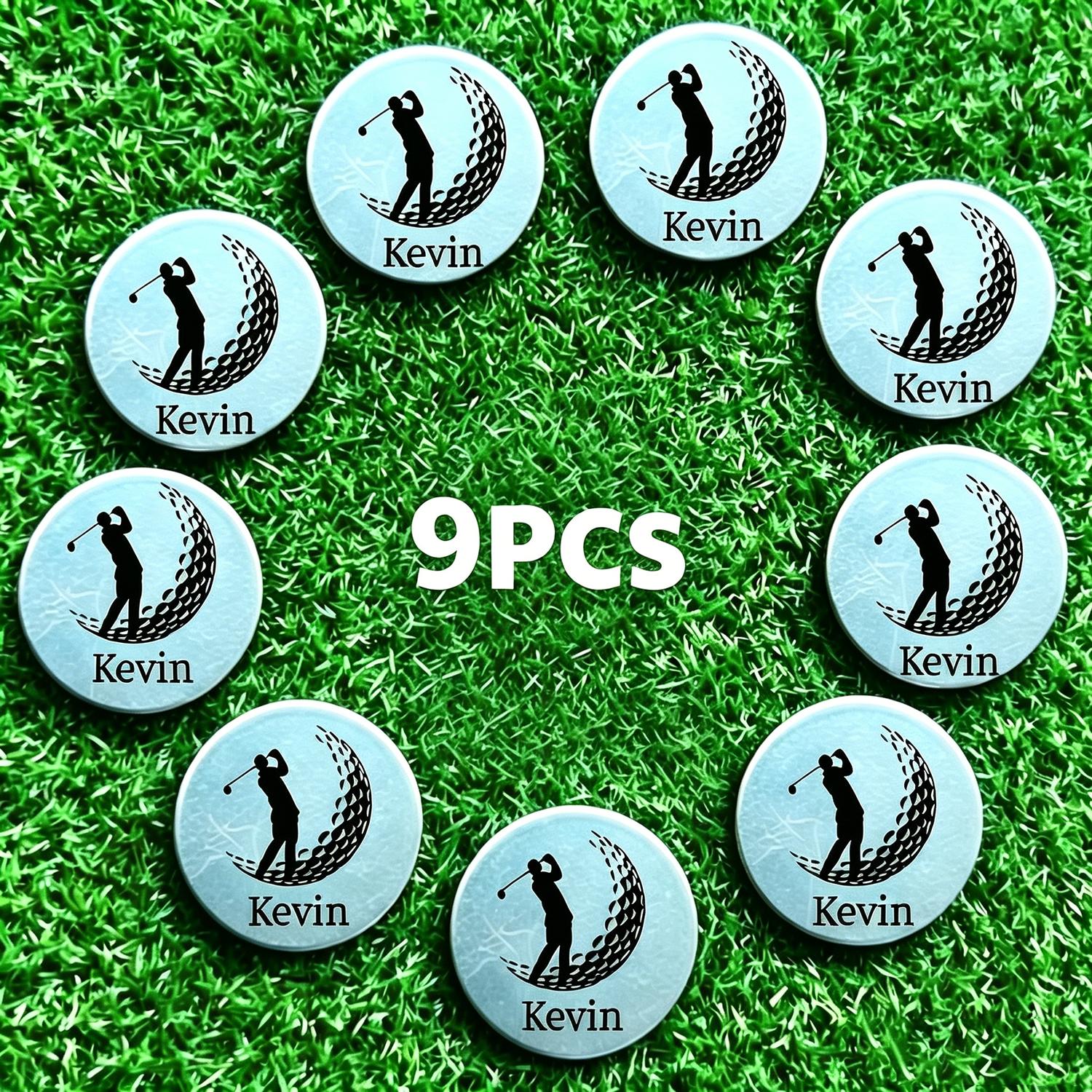 TEMU 9/13pcs Personalized Metal Engraved Golf Ball Markers - Self- Easy Tracking , Ideal Gift For Golfers On Father's Day, Christmas, Birthdays -