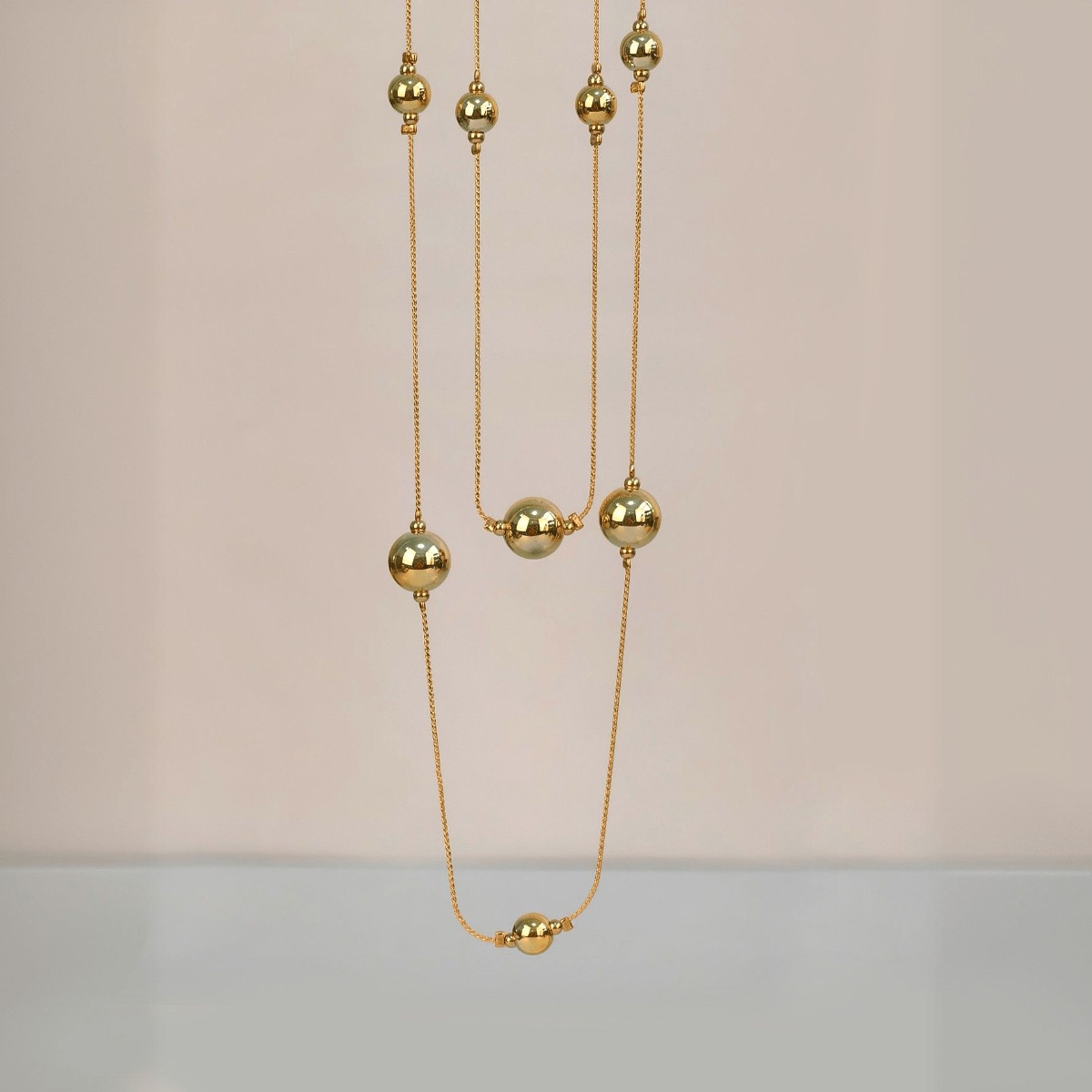 Women's Layered Necklace with Large & Small Round Beads