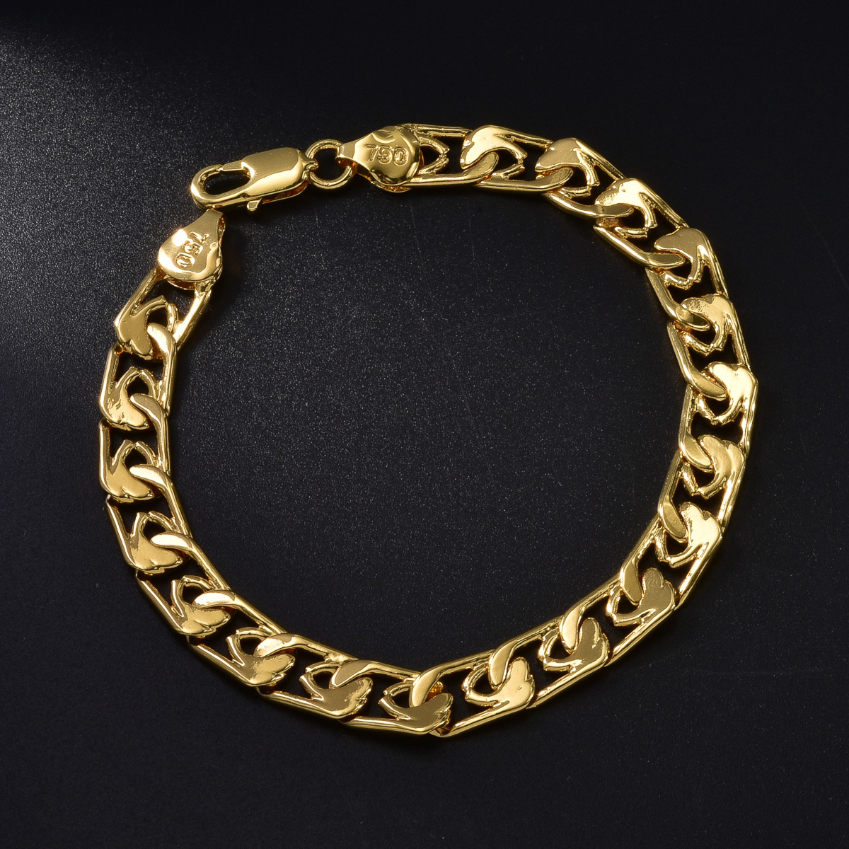 TEMU 1pc Men Women Fashion Bracelet Geometric Link Bracelet Golden Jewelry Suitable For Daily Party Clothing Additions Gift