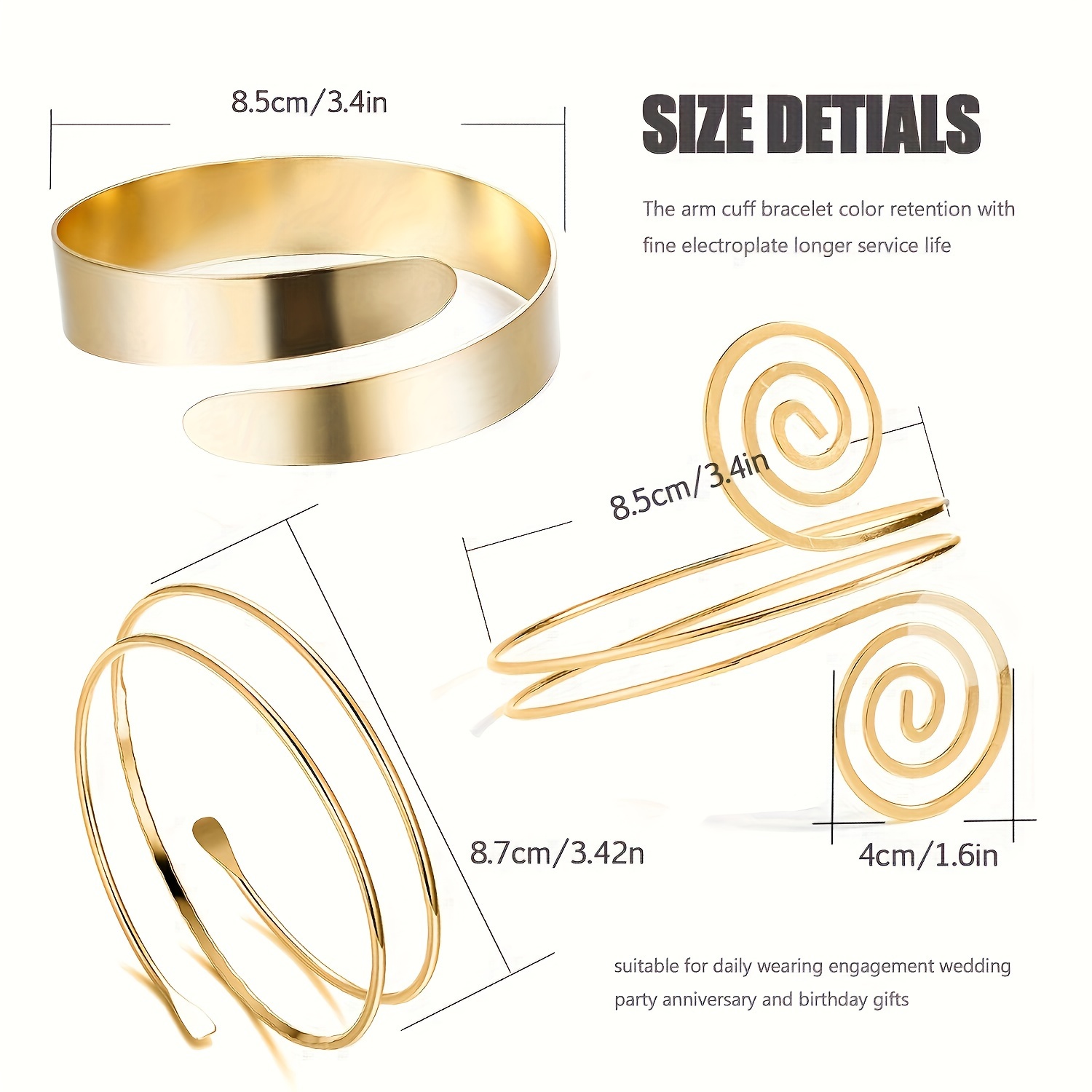 6pcs Adjustable Arm Cuff Bracelet Set for Women