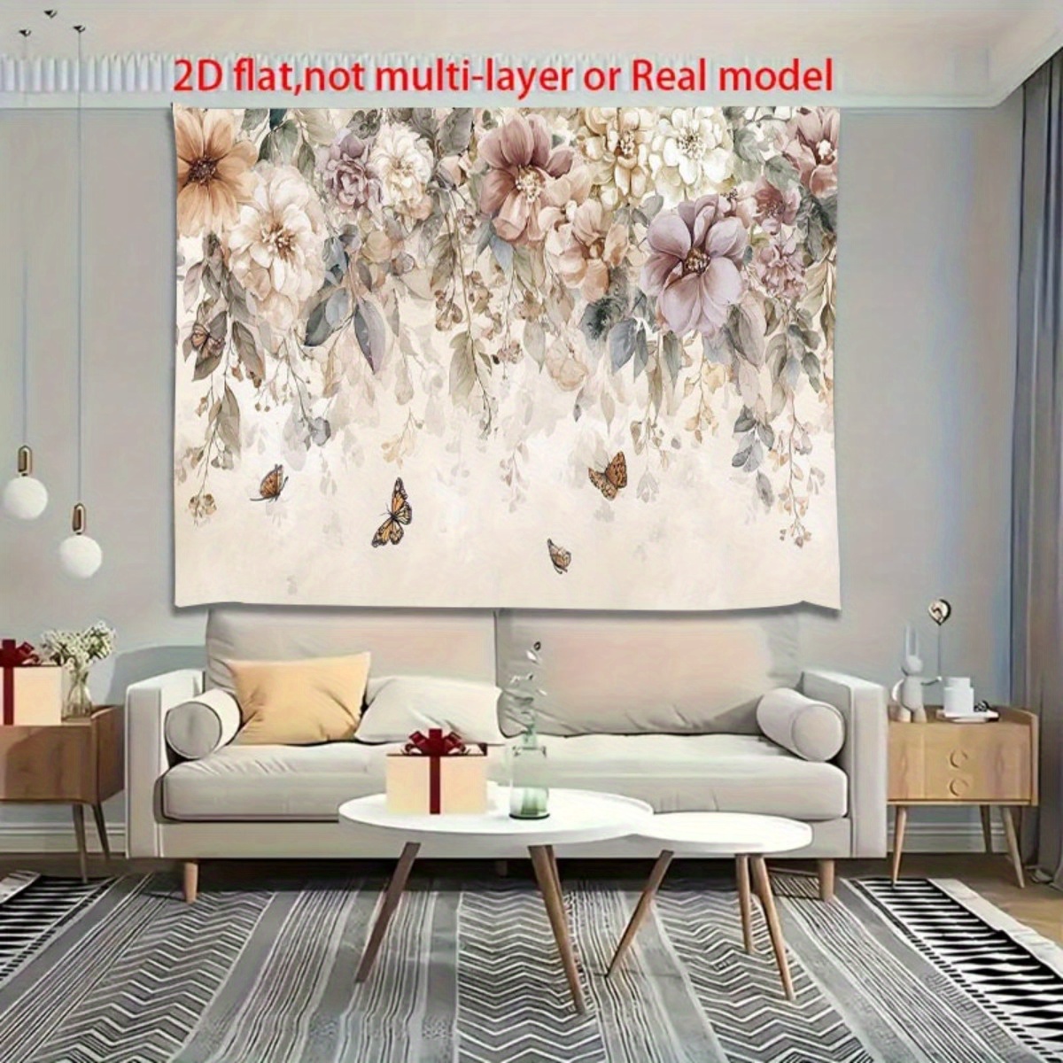 TEMU 2d Flat, [2d] 1pc With Flowers And Butterflies On It Super Large Size Backdrop Photography Wall Perfect For Party Decoration, Birthday
