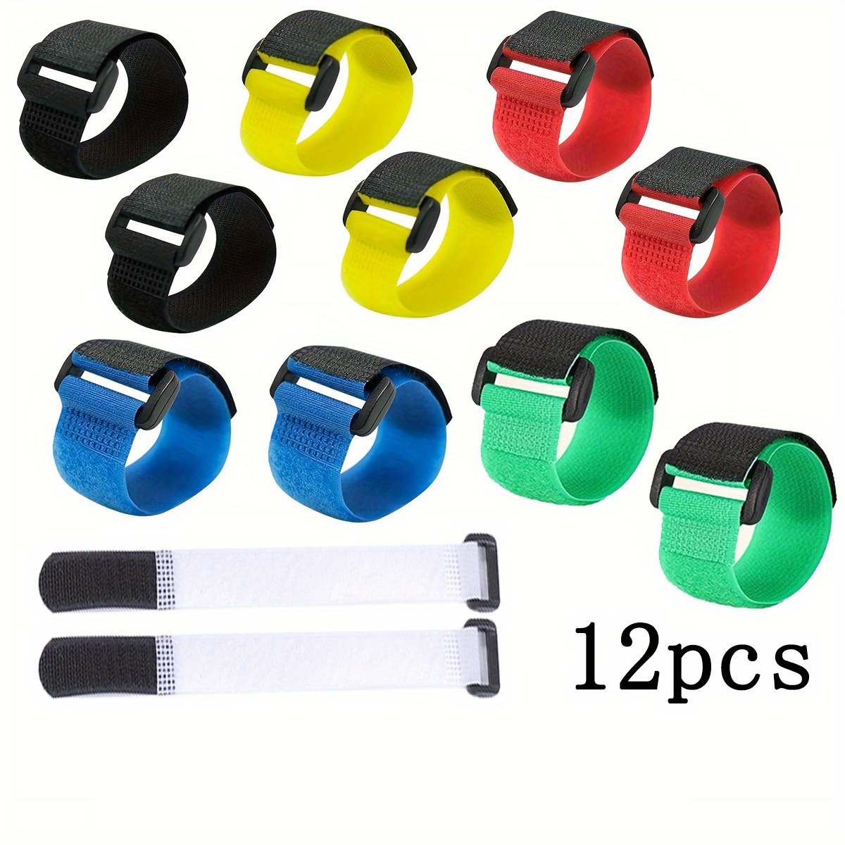 4/6/12/20pcs Heavy Duty Hook & Loop Ties With - Reusable Fastener Straps For Organizing Cables, Home Office Storage