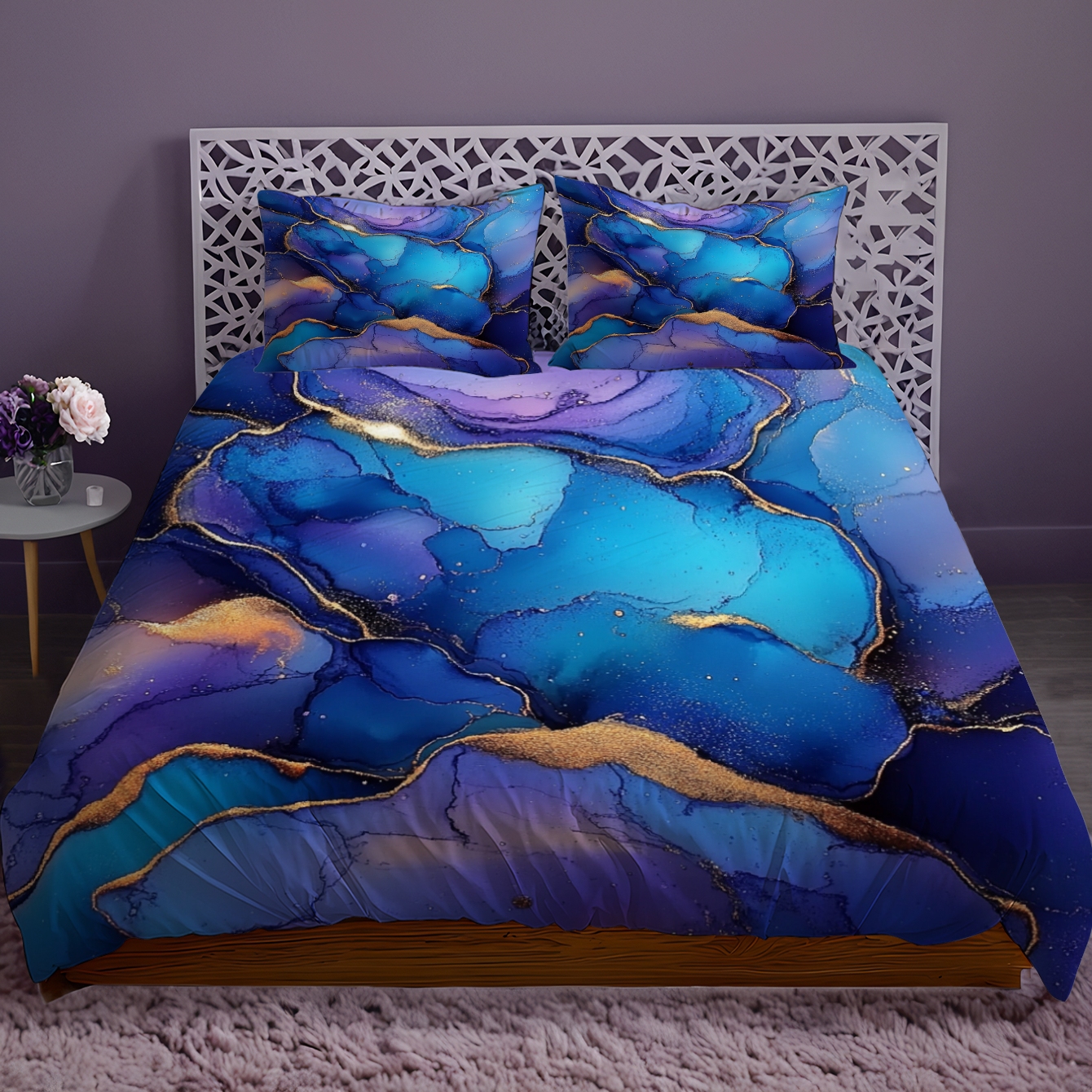 TEMU Jit2/3pcs Duvet Cover Set Bedding With Blue-purple Gradient Abstract Art Print, Valentine's Day Or Birthday Gifts, Comfortable For Bedroom Use