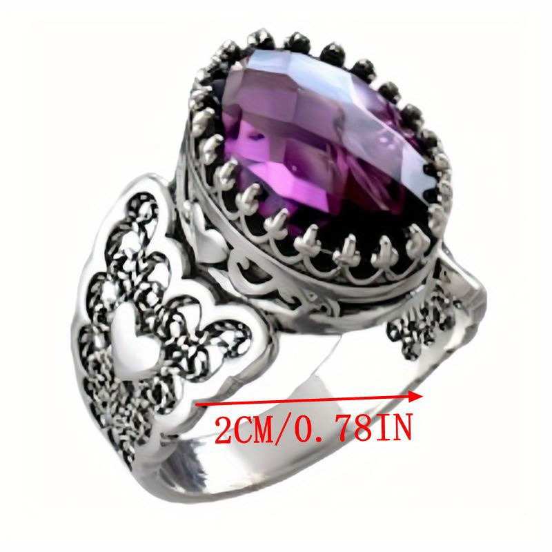 925 sterling silver   art heart   women cocktail ring handmade solid silver amethyst gemstone everyday use ring details 9