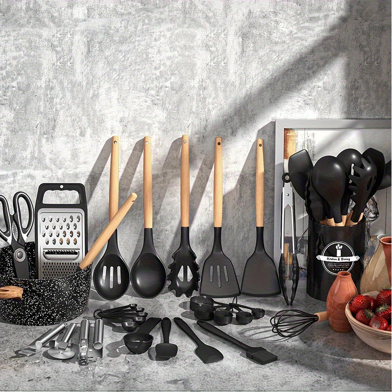 44/ 37pcs Kitchen Cooking Tool Set- 44/ 37pcs Are Super Cost-Effective, Complete, High Temperature Resistant, Non-Stick, Dishwasher Safe, Selected Kitchen Tools, Suitable For Kitchen Enthusiasts And Beginners Best Gifts For Thanksgiving And Christma