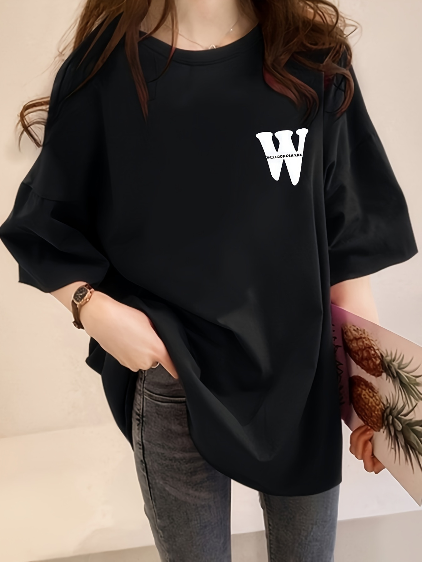 2026 summer new arrival womens plus size casual letter print t shirt made from loose breathable soft and comfortable fabric   commuting traveling and vacations machine washable versatile durable and stylish for casual attire