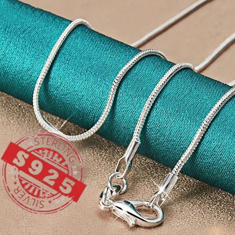 

Stylish 925 Silver Snake Chain Necklace - Hypoallergenic, Shiny Clavicle Chain, For Women | For Valentine's Day And Everyday Decoration - 16"-30