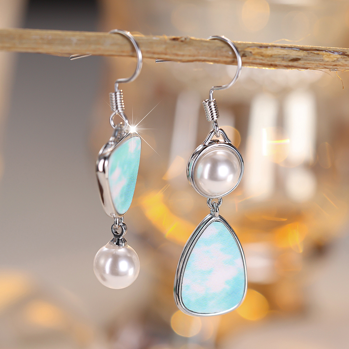 Fresh Refined Asymmetrical Drop Earrings, Anniversary Gift