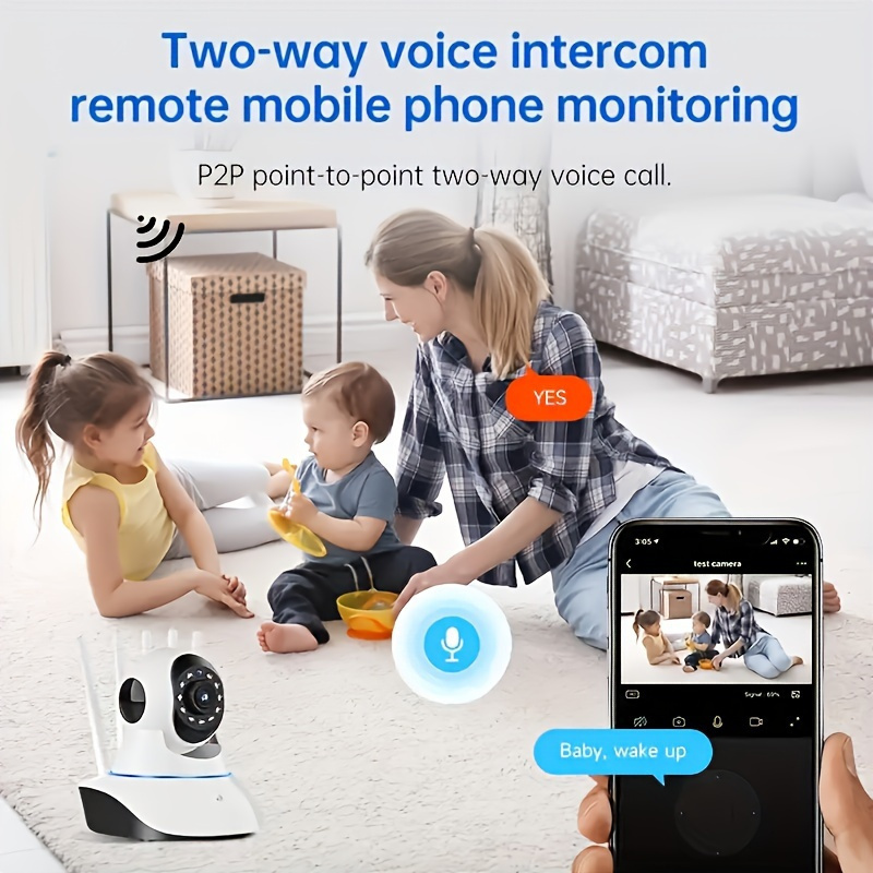 QKH 1080P HD WiFi Внутренняя камера с PTZ, ночным видением, двусторонним звуком, системой умного домашнего видеонаблюдения, самоклеящимся креплением, питание от USB, управление через приложение Android, не водонепроницаемая, для смартфонов - батарея и SD-карта не включены, детали 4