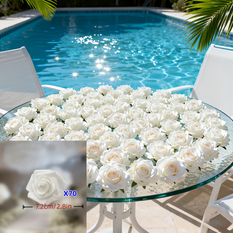 TEMU 70 Realistic Artificial White Rose Heads- Lifelike Petals, Uv Resistant& Maintenance-free, Perfect For Spring Festival, Easter, Valentine's Day,