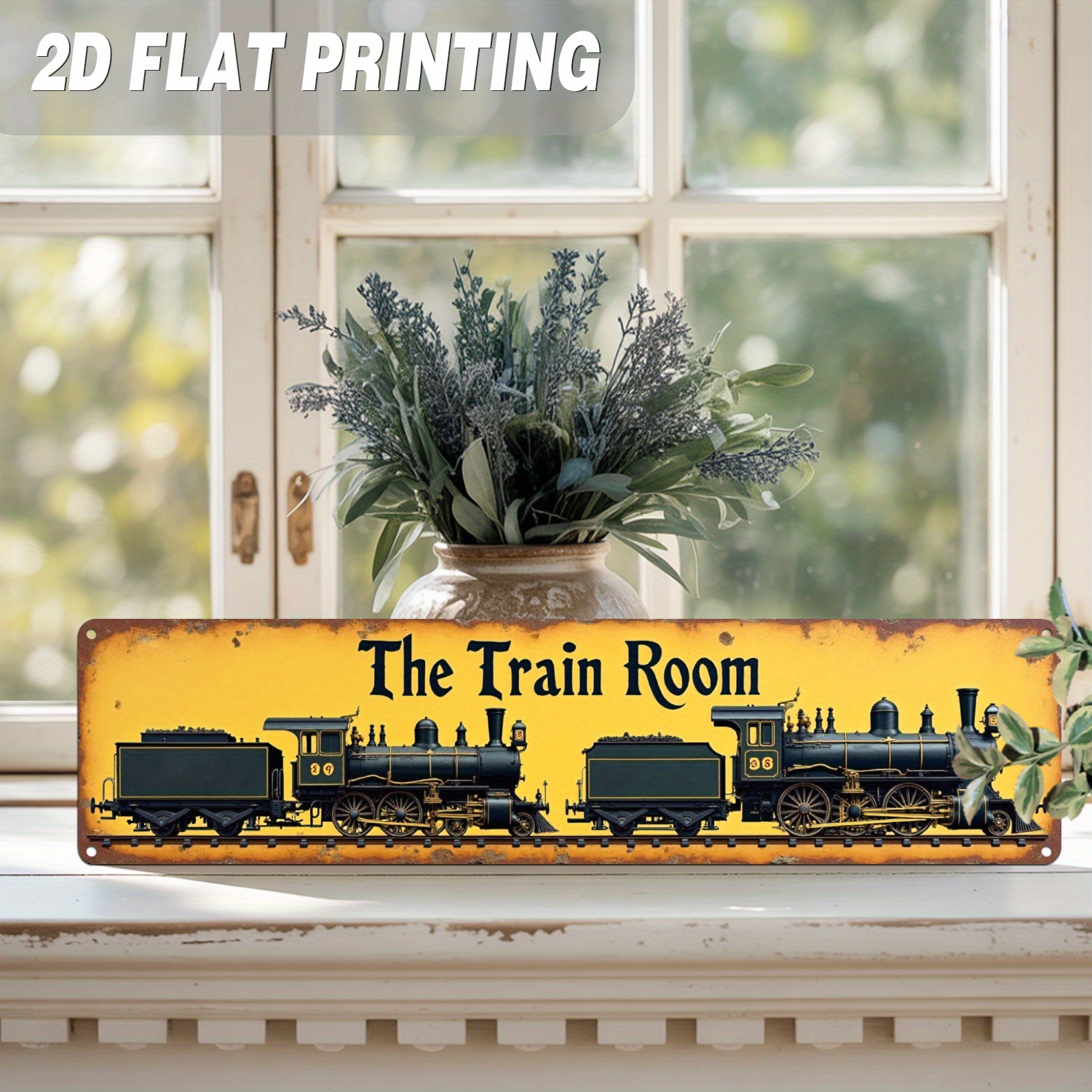 TEMU 2d Flat, 1pc Vintage Train Car Wooden Sign - Wooden Road-themed Wall Decor, Black And Car, Durable Wood, No Electricity Required, Home, Living
