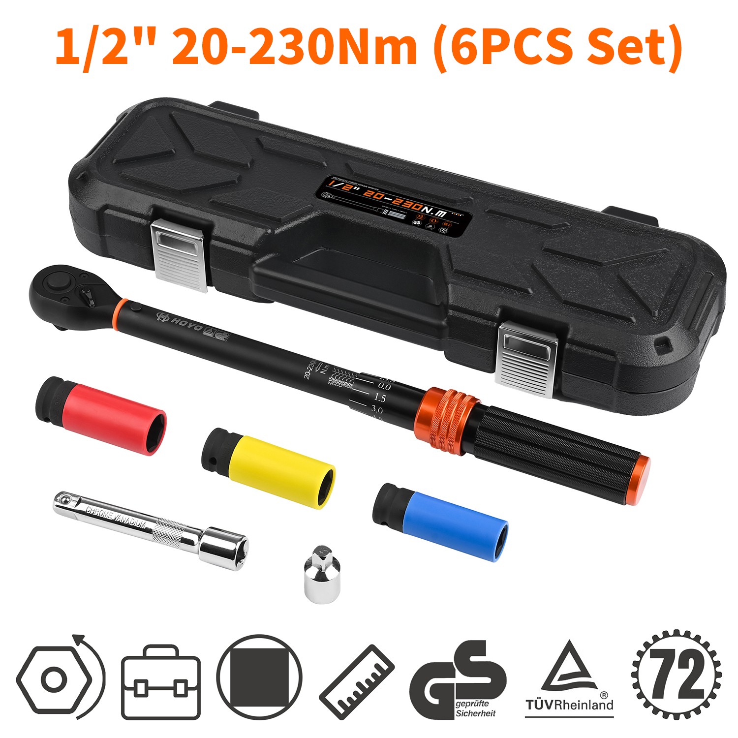TEMU 1/ 4" 3/ 8" 1/ 2"torque Wrench Ratchet 1-360nm Click-type Accuracy 72 Tooth