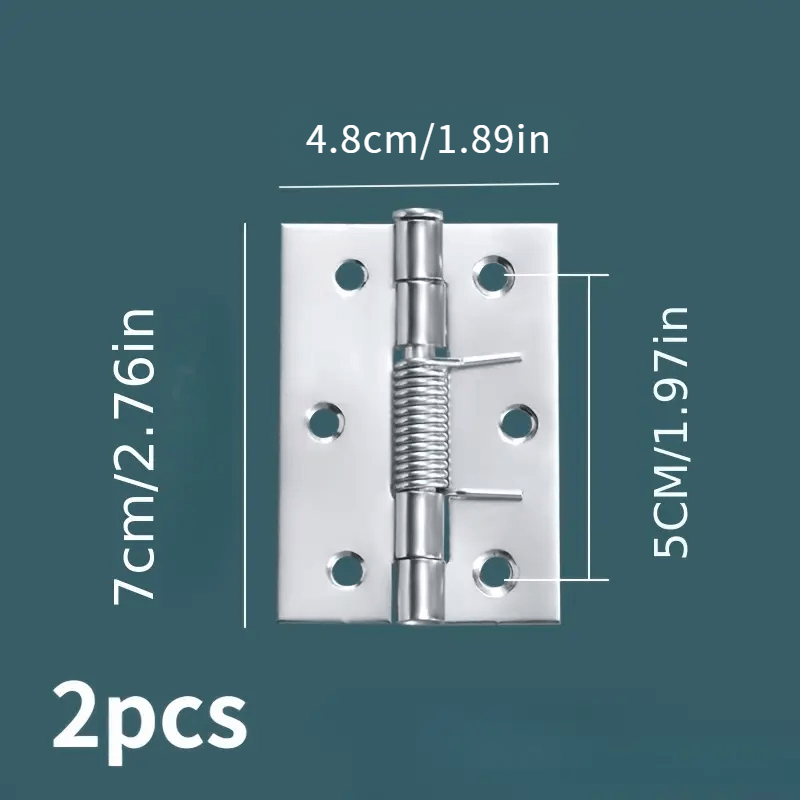 Set Of 2 Stainless Steel Self-closing Spring Hinges, Suitable For Cabinets, Windows, And Jewelry Boxes - Features Automatic Rebound Mechanism For And Long-lasting Use