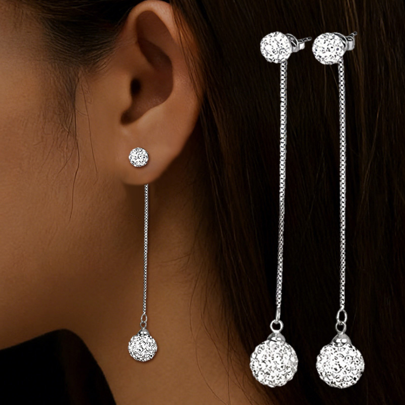 Exquisite Ball Tassel Stud Earrings with Zirconia