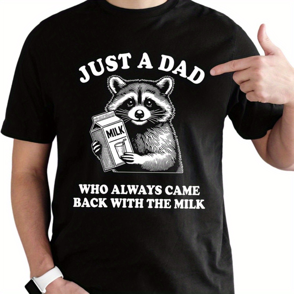 

Dad's Milk-themed Cotton T-shirt - Casual Crewneck, Short Sleeve, Breathable Summer Tee For Men