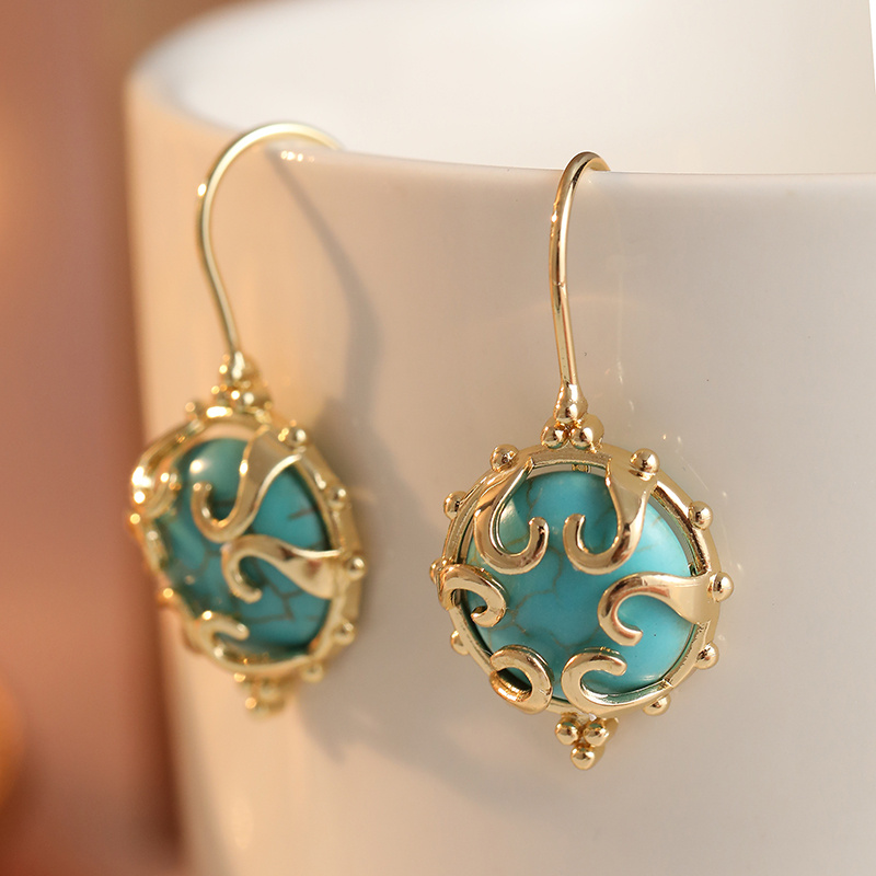 Women's Elegant Synthetic Turquoise Hook Earrings