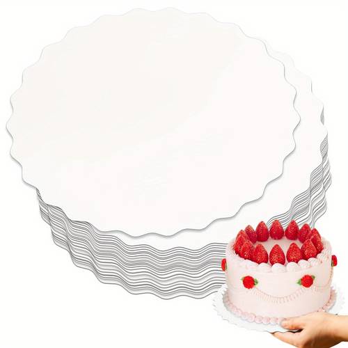 cake boards 6 8 10 12 inch round white scalloped edges food graded greaseproof cake rounds cakes boards cardboard circles for wedding birthday parties pizza 10 15 24 pack