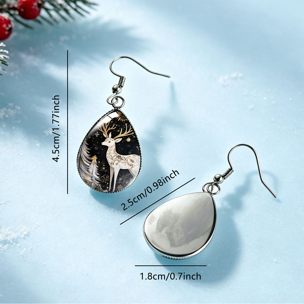 Unisex Christmas Elements Teardrop Dangle Earrings